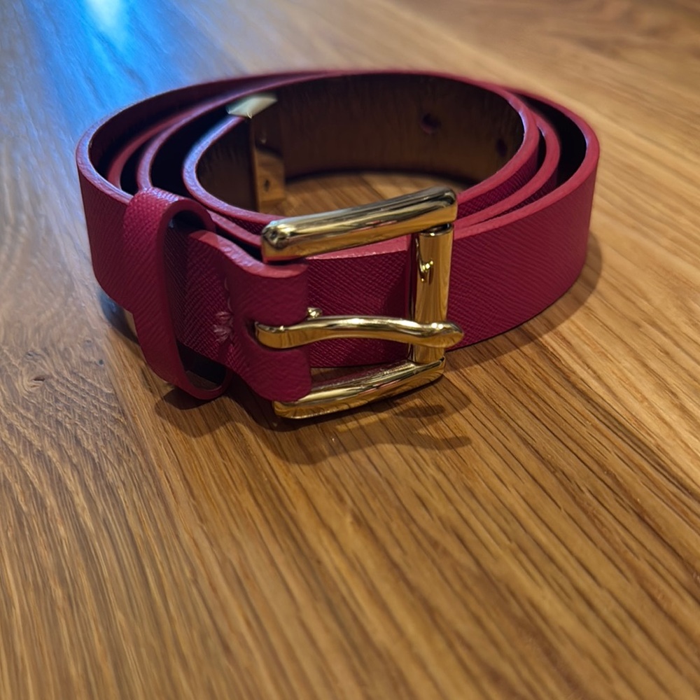 Michael Kors Gold and Pink Leather Belt